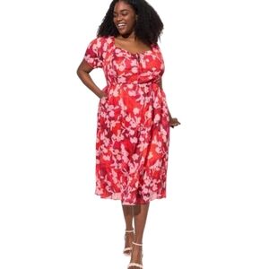 Torrid Red Floral Midi Dress